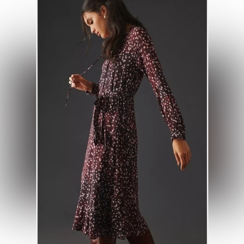 Cloth & Stone Anthropologie | Printed Burgundy Midi Dress NWT